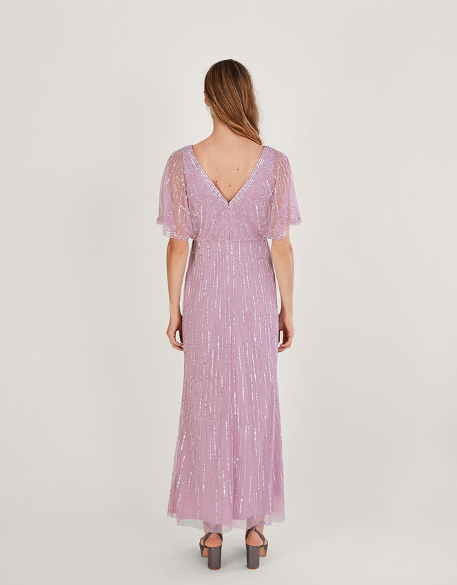 Elizabeth Embellished Maxi Dress in Recycled Polyester, Pink (PINK), large