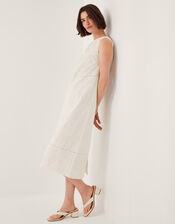 Carly Embroidered Midi Shift Dress, White (WHITE), large