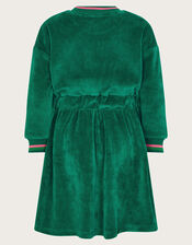 Velour Tie-Waist Dress, Green (GREEN), large