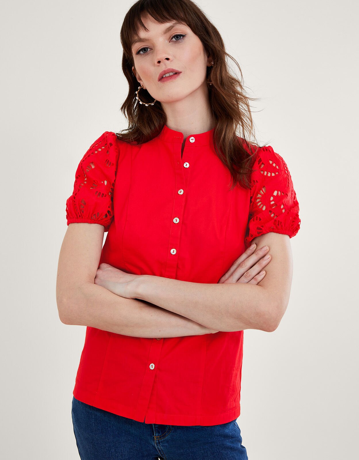 Ladies red best sale tops