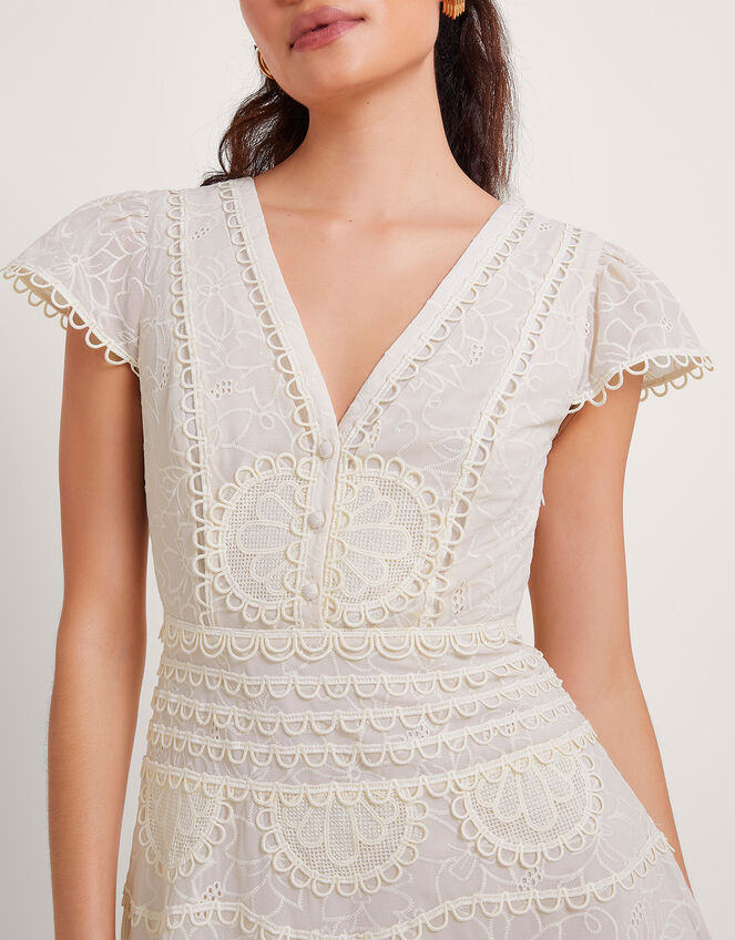 Irene Broderie Dress, Cream (CREAM), large