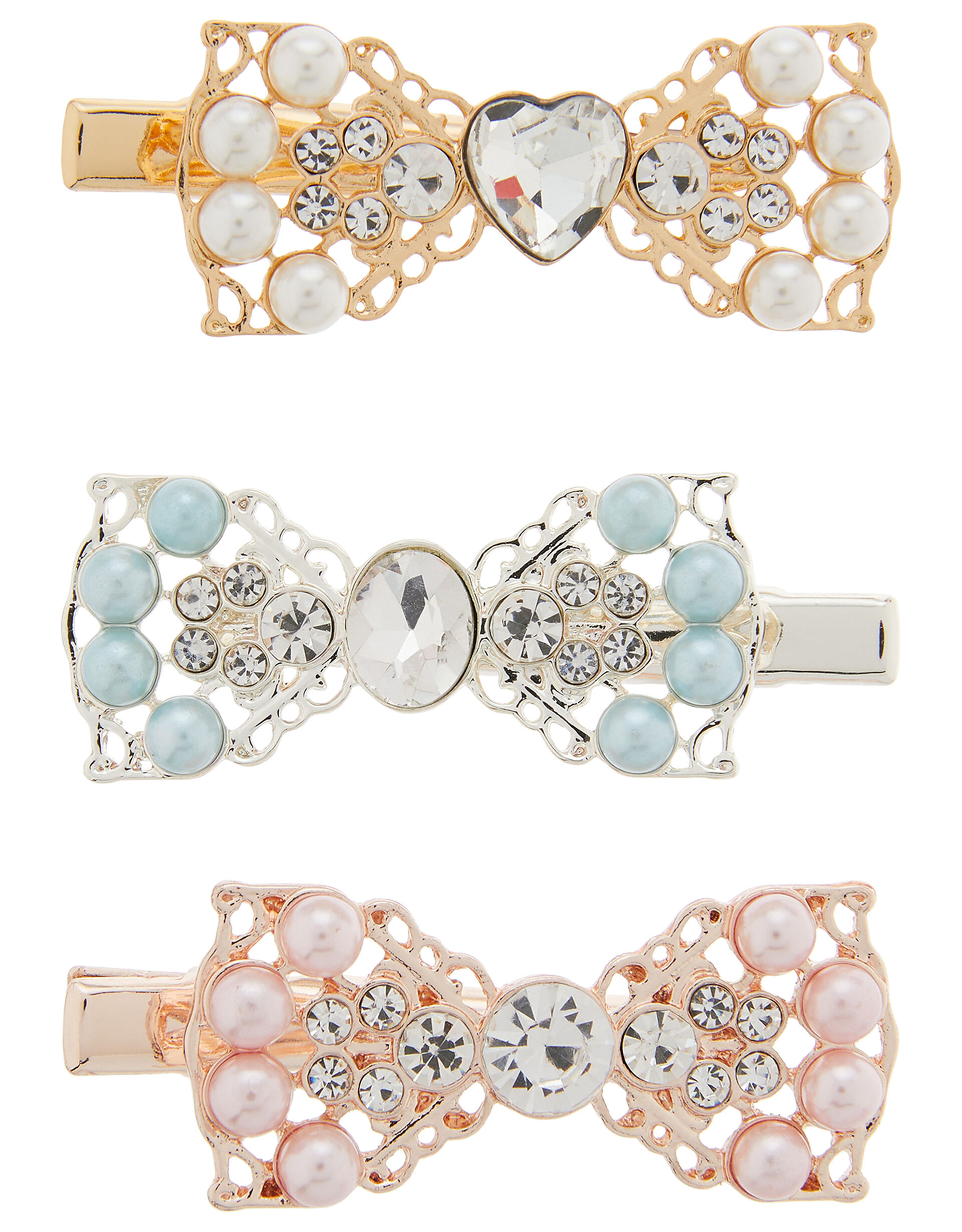 Pearl Treasure Bow Hair Clip Set, , large
