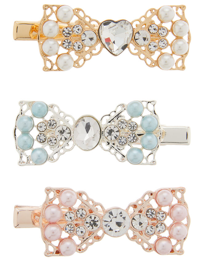 Pearl Treasure Bow Hair Clip Set, , large
