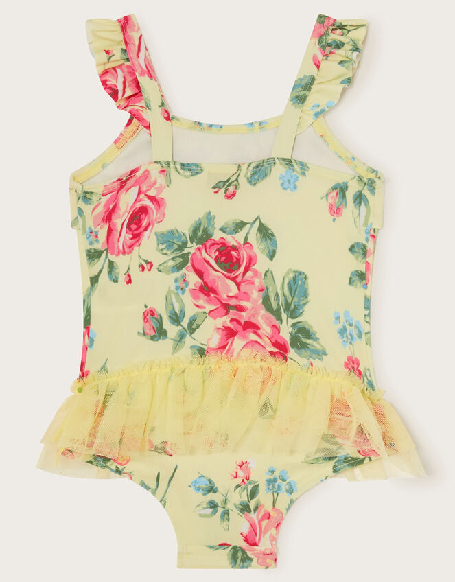 Baby Floral Tutu Swimsuit, Yellow (YELLOW), large