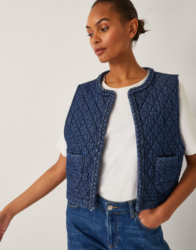 Martha Quilted Waistcoat, Blue (DENIM BLUE), large