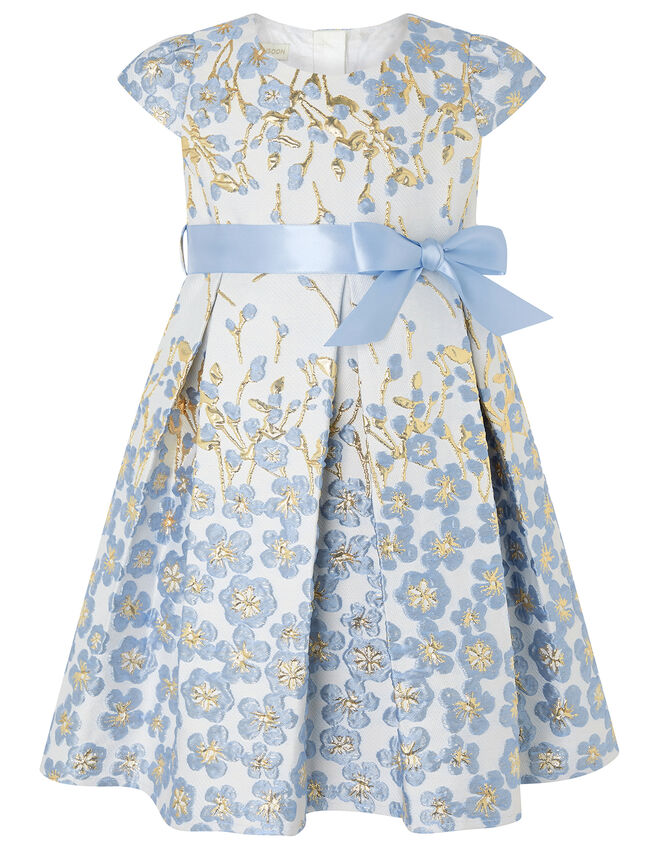 Baby Petal Jacquard Occasion Dress, Blue (BLUE), large