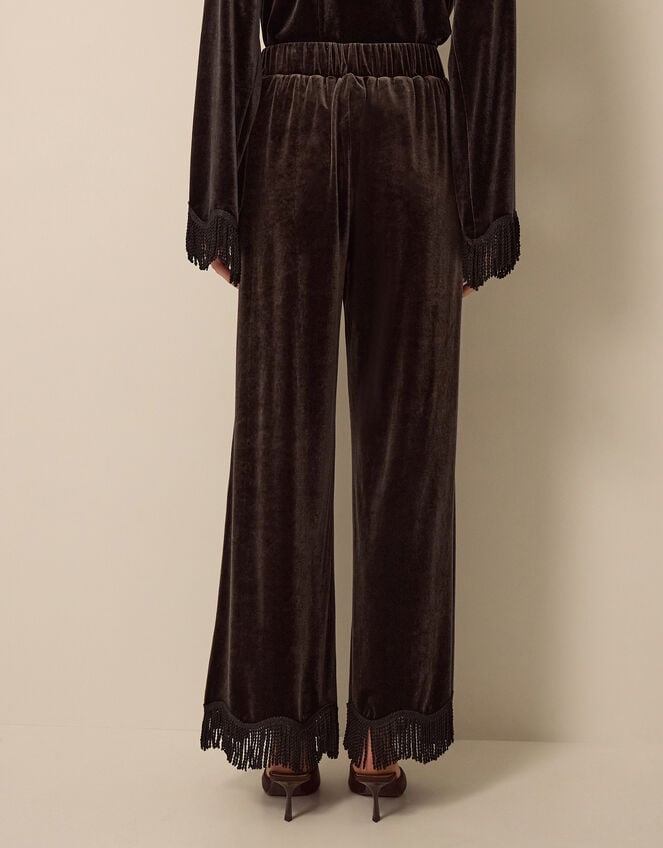 Tami Tassel Velvet Trousers, Brown (CHOCOLATE), large
