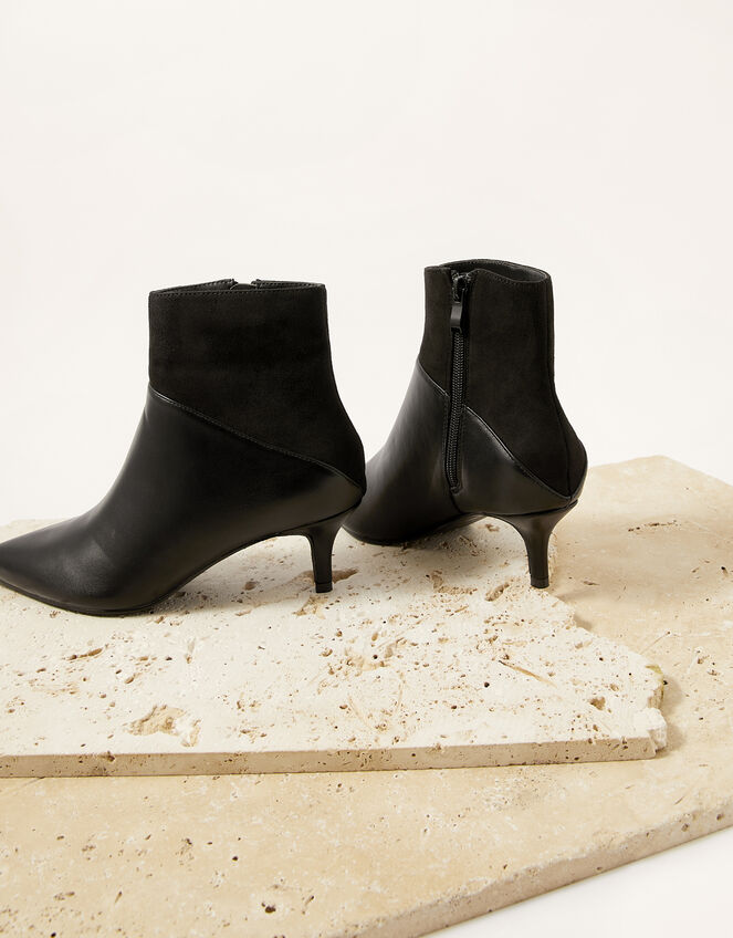 Mixed Material Ankle Boots, Black (BLACK), large