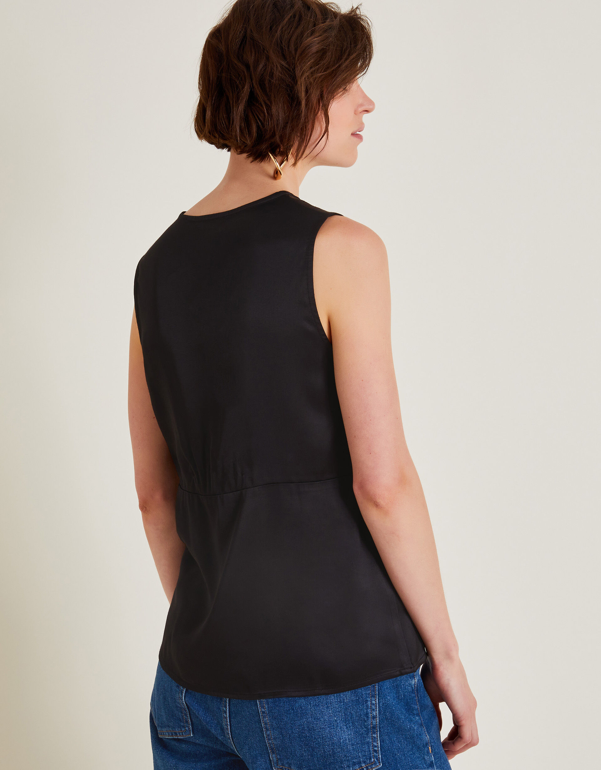 Carly Satin Lace Cami Top Black