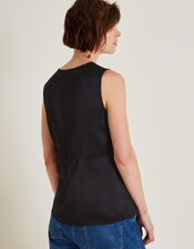 Carly Satin Lace Cami Top, Black (BLACK), large