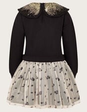 Embellished Floral 2-in-1 Disco Dress, Black (BLACK), large