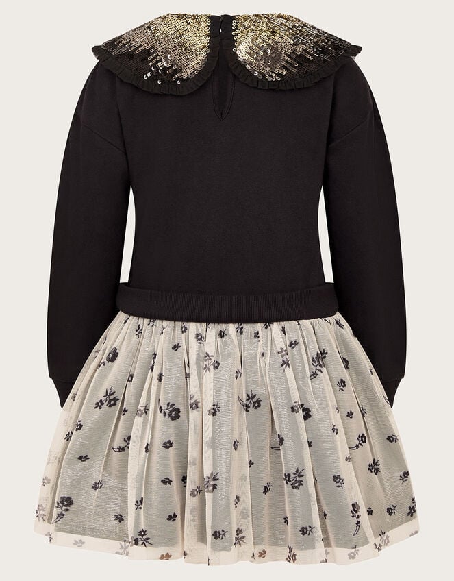 Embellished Floral 2-in-1 Disco Dress, Black (BLACK), large