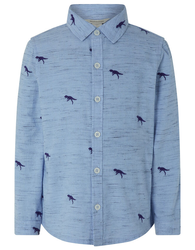 Harrison Dinosaur Cotton Shirt, Blue (NAVY), large