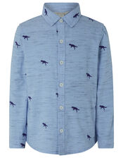 Harrison Dinosaur Cotton Shirt, Blue (NAVY), large