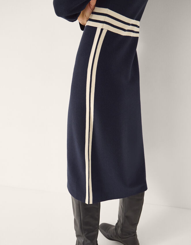 Keli Contrast Stripe Knit Midi Dress, Blue (NAVY), large
