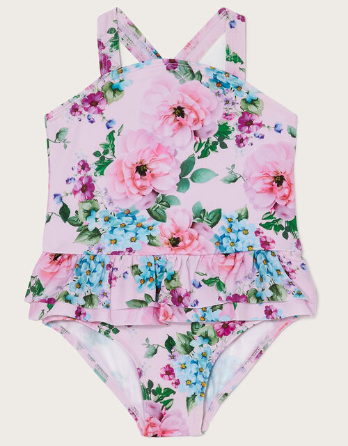 Baby Floral Skirt Swimsuit, Pink (PINK), large