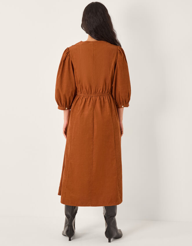 Leah Embroidered Corduroy Midi Dress, Copper (COPPER), large