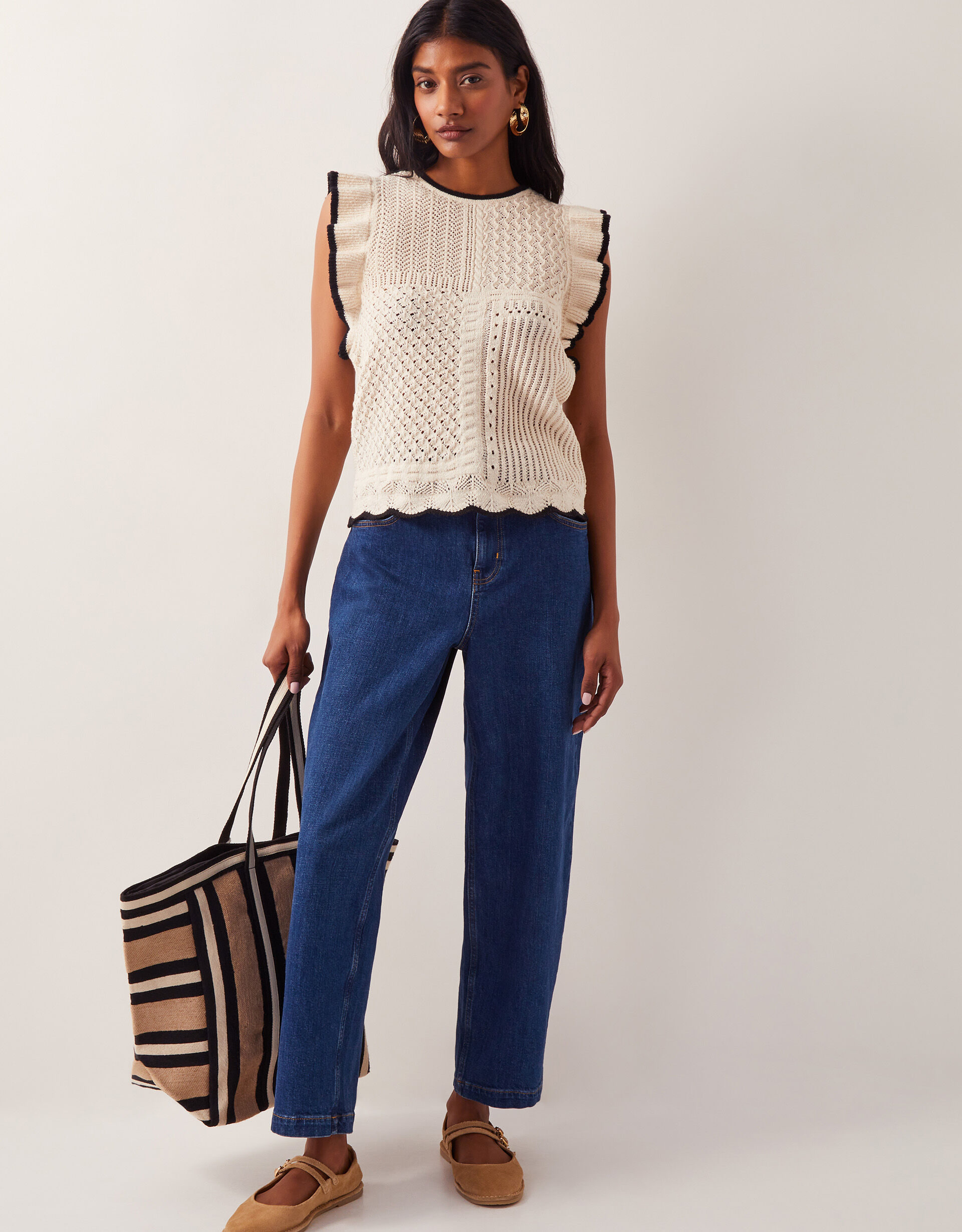 Ray Ruffle Knitted Tank Top Ivory