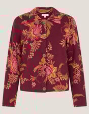 Yasmina Floral Collar Cardigan, Red (BERRY), large