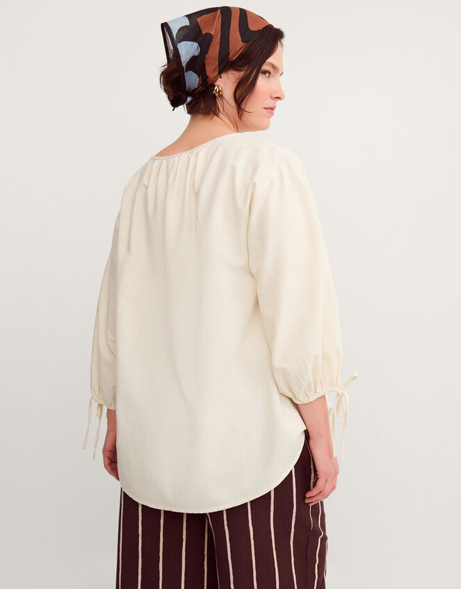 Callie Thorpe x Monsoon Tie Linen Blend Top, Natural (STONE), large