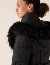Saffi Padded Coat in Recycled Fabric, Black (BLACK), large