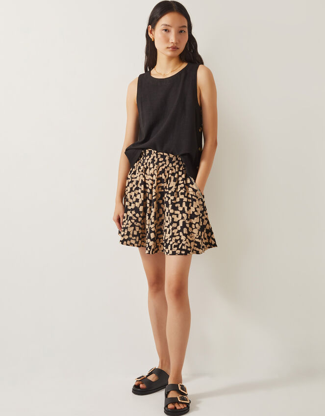 Ania Abstract Batik Print Shorts, Black (BLACK), large