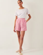 Liv High-Waisted Stripe Shorts, Red (RED), large