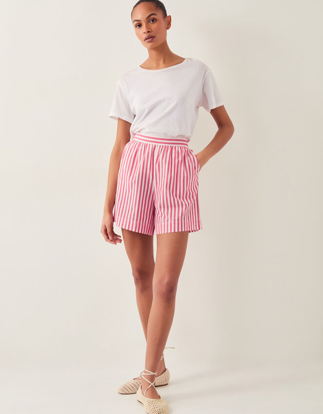 Liv High-Waisted Stripe Shorts, Red (RED), large