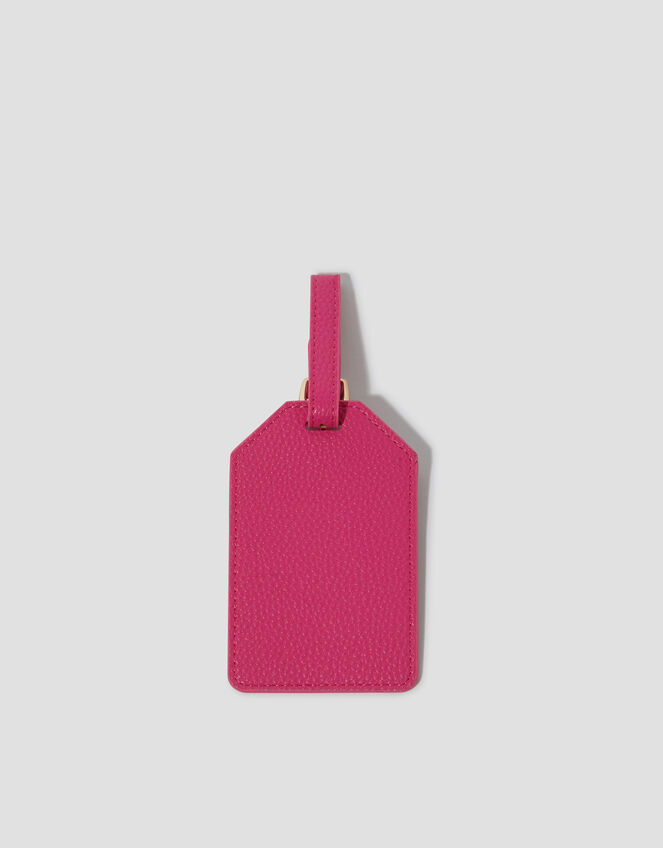 Faux Leather Luggage Tag, Pink (PINK), large