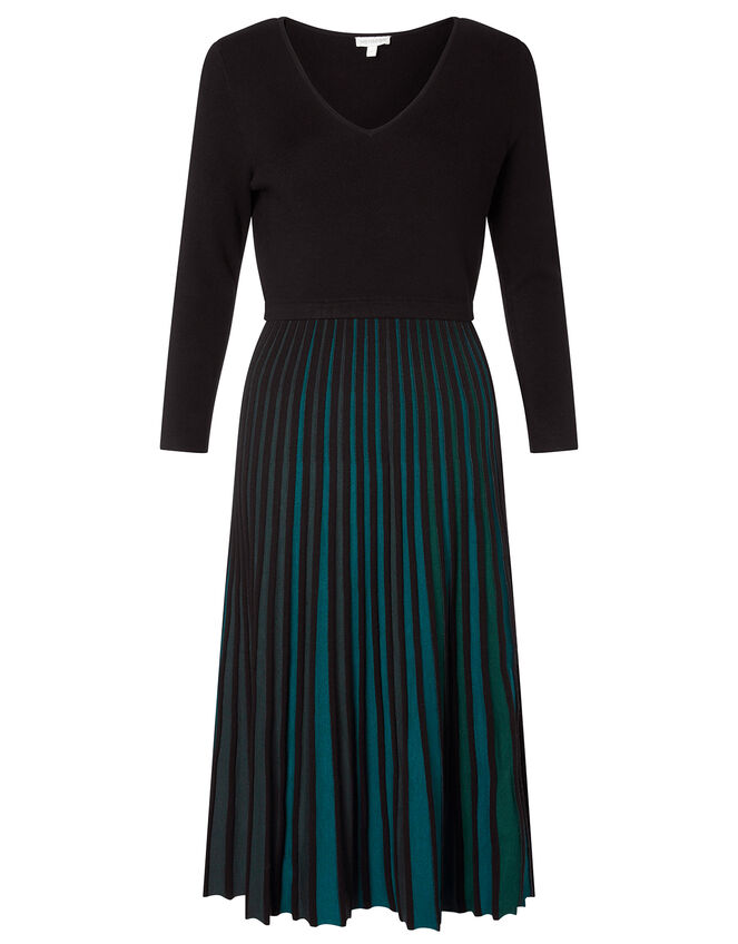 Pleated Colour Insert Midi Dress Black | Day Dresses | Monsoon UK.