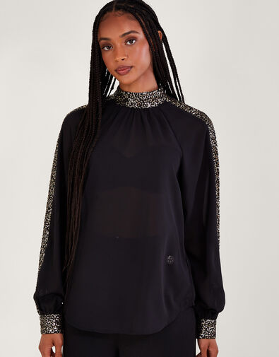 Lucy Sequin Blouse, Black (BLACK), large
