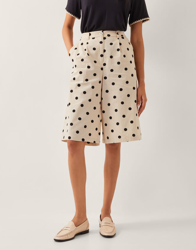 Isabel Polka Dot Longline Shorts, Ivory (IVORY), large