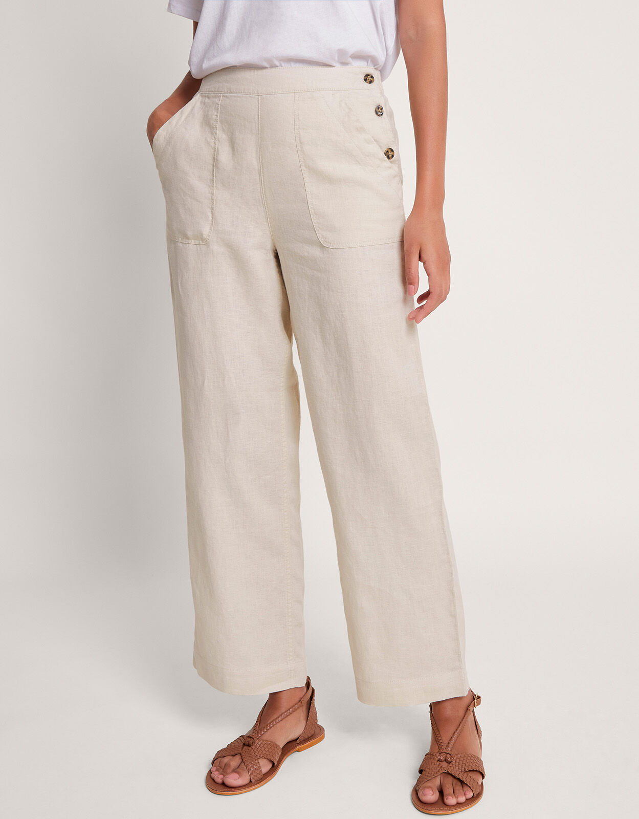 Linen crop pants discount
