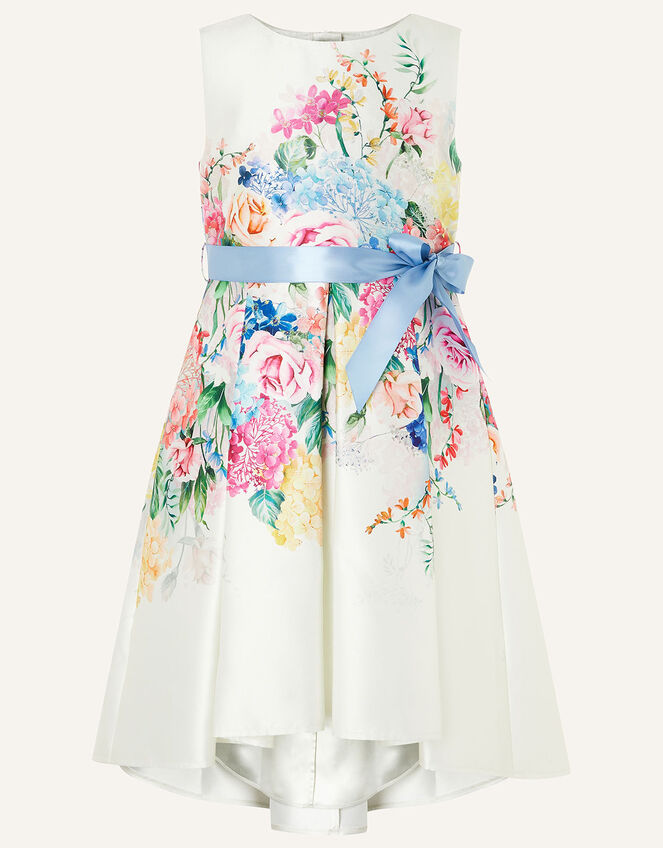 Floral Print High-Low Dress, Ivory (IVORY), large
