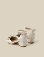 Closed-Toe Gemstone Bow Heels , Ivory (IVORY), large