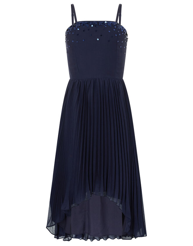 Vienna Sequin Hanky Hem Occasion Dress, Blue (NAVY), large