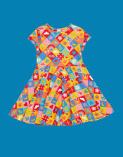 Frugi Spring Printed Skater Dress, Multi (MULTI), large