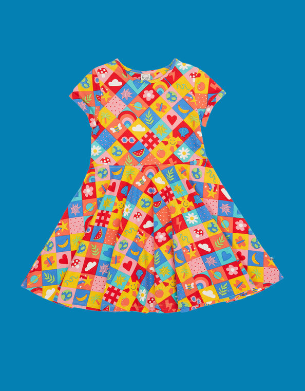 Frugi Spring Printed Skater Dress, Multi (MULTI), large