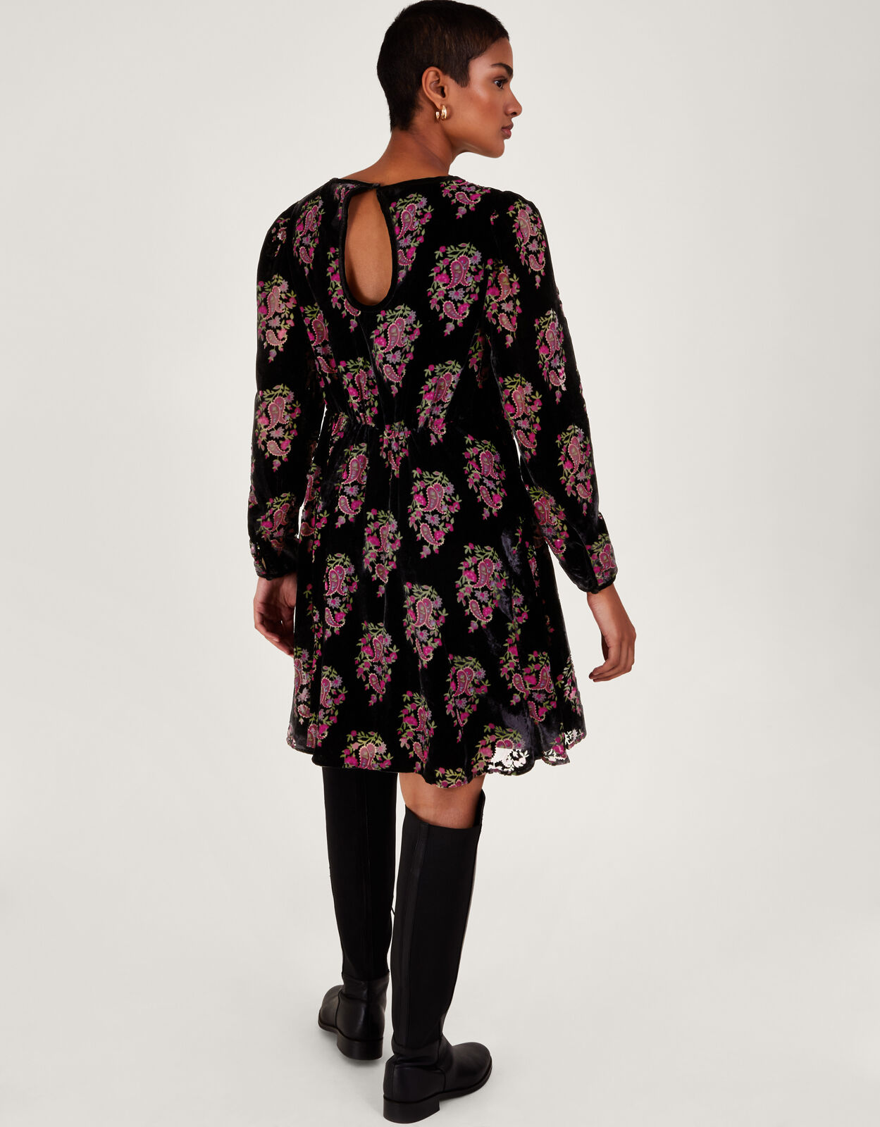 Ruby Paisley Velvet Dress Black