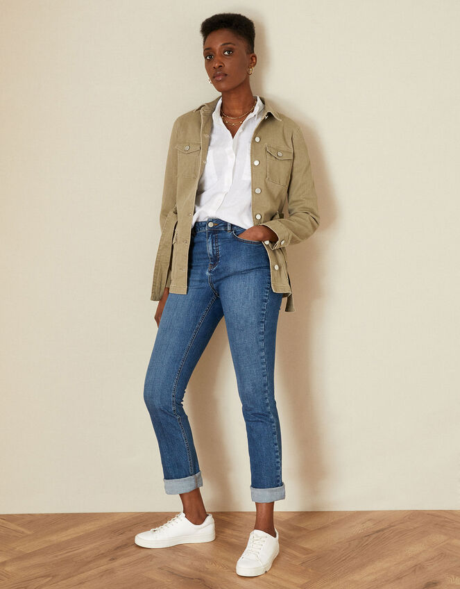 Clarissa Clay Dye Belted Jacket, Green (KHAKI), large