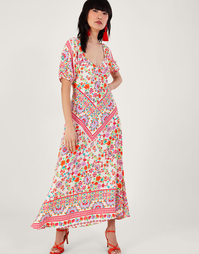 Julietta Floral Maxi Dress in Sustainable Viscose Ivory | Maxi Dresses ...