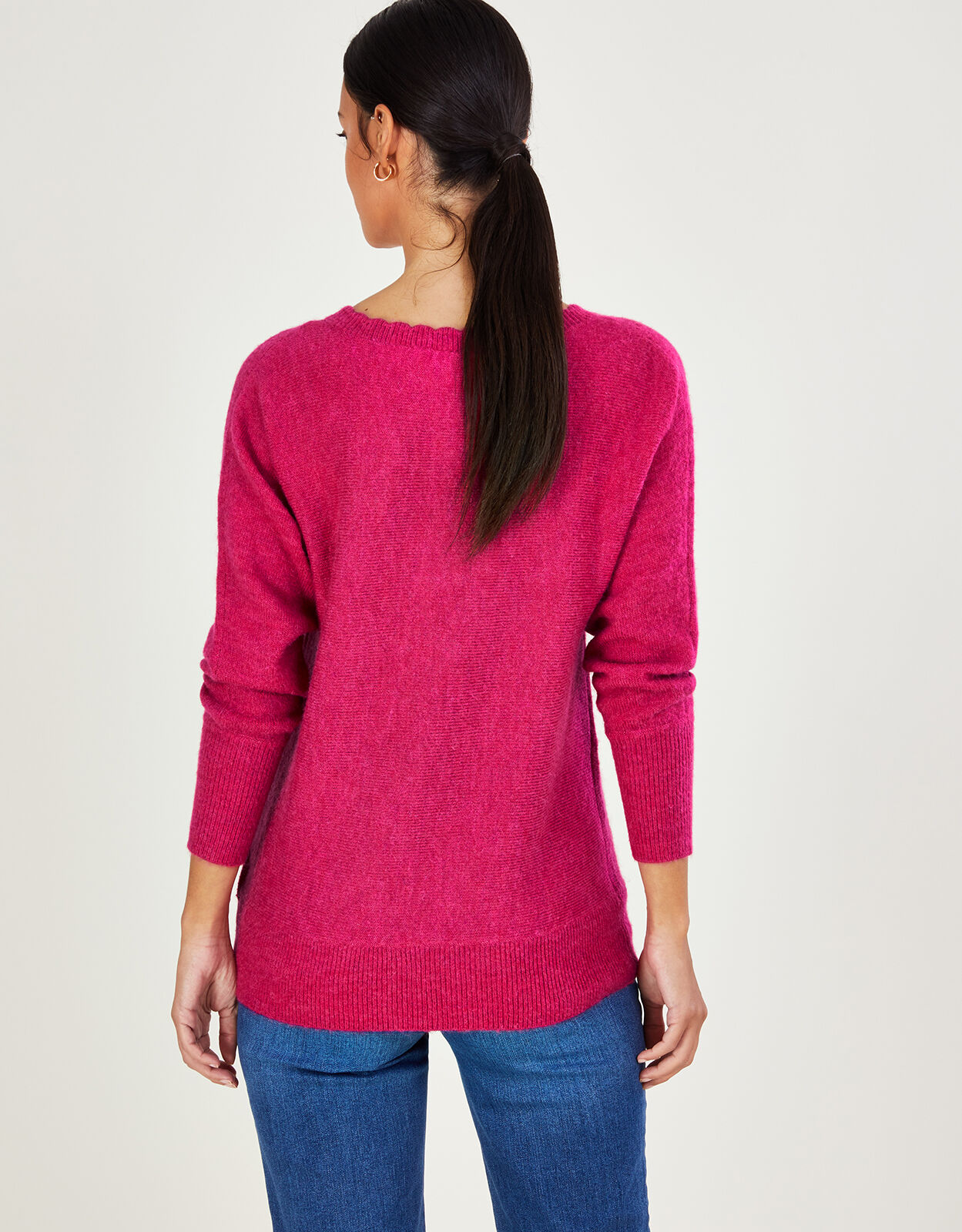 Super Soft Slash Scallop Neck Jumper Pink
