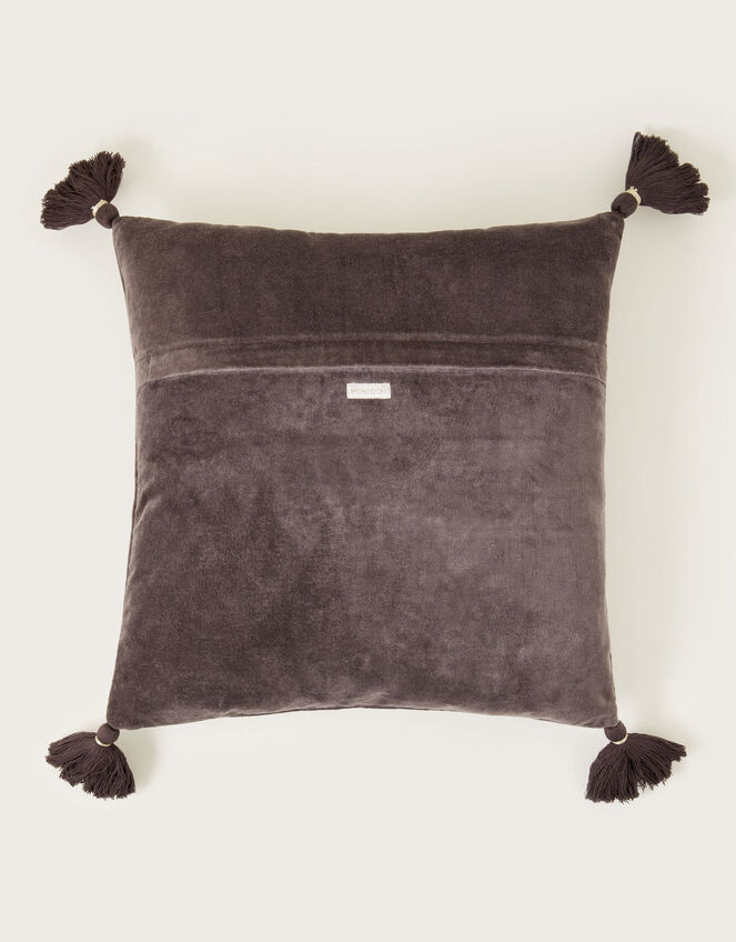 Embroidered Tassel Cushion, , large