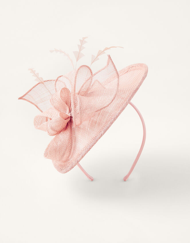Bow Small Disc Fascinator Headband, Pink (BLUSH), large