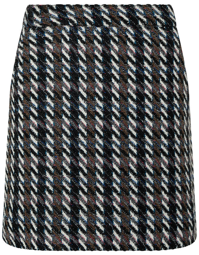 Tabby Tweed A-Line Mini Skirt, Black (BLACK), large