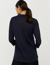 Hannah Henley Collar Top, Blue (NAVY), large