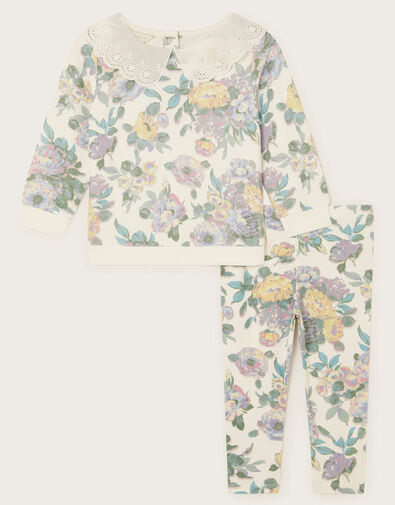 Baby Floral Top and Trousers Set, Ivory (IVORY), large