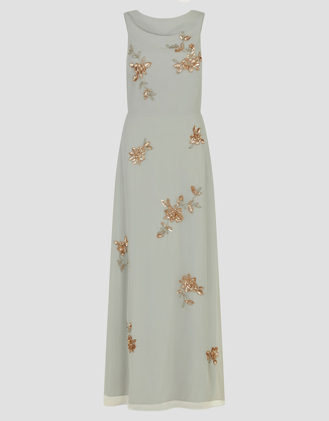 Sarah Embellished Cowl Neck Maxi Dress, Green (MINT), large