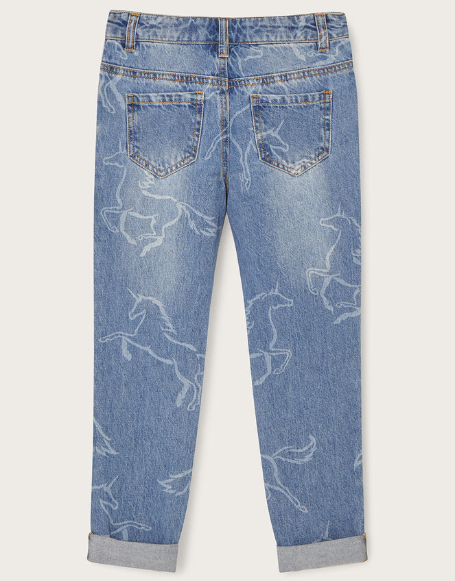 Unicorn Print Jeans, Blue (BLUE), large