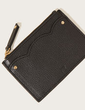 Scallop Leather Card Holder, Black (BLACK), large